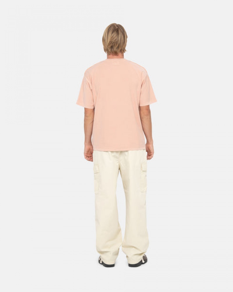Stussy Pig. Dyed Inside Out Crew T-shirts Heren Lichtroze Nederland | HVM-5713