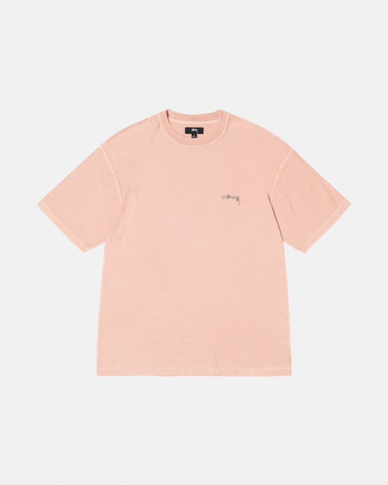 Stussy Pig. Dyed Inside Out Crew T-shirts Heren Lichtroze Nederland | HVM-5713