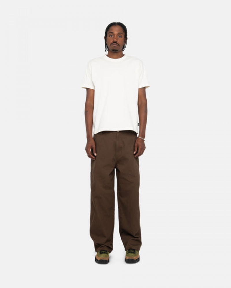 Stussy Pigment Dyed Crew T-shirts Heren Beige Nederland | ZRF-1894