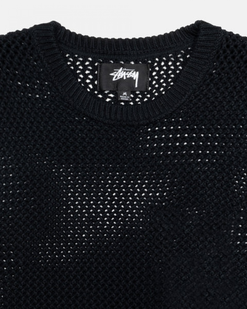 Stussy Pigment Dyed Loose Gauge Knit Trui Trui Dames Zwart Nederland | EIC-3678