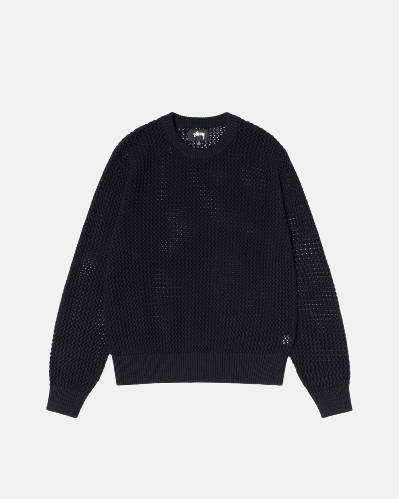 Stussy Pigment Dyed Loose Gauge Knit Trui Trui Dames Zwart Nederland | EIC-3678