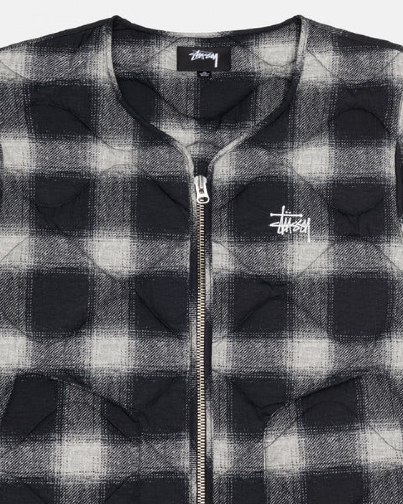 Stussy Plaid Nylon Liner Vest Dames Zwart Nederland | HJY-9797