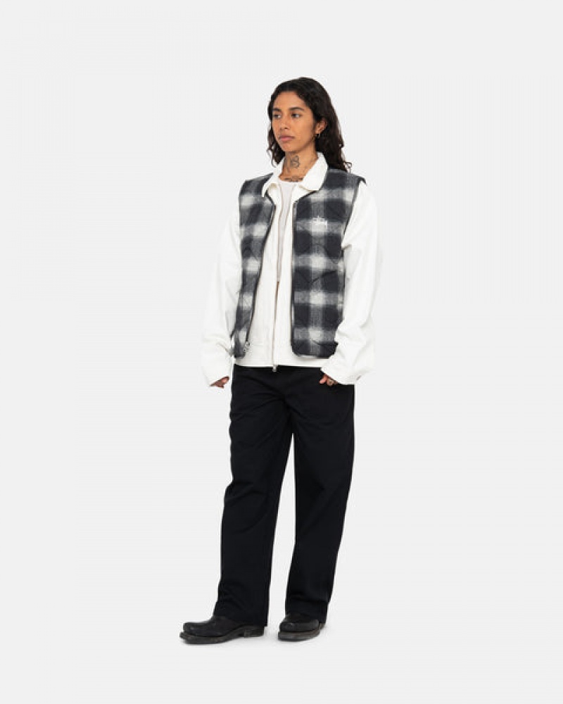 Stussy Plaid Nylon Liner Vest Dames Zwart Nederland | HJY-9797