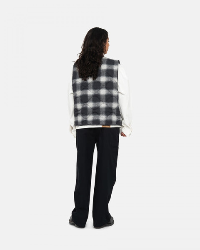 Stussy Plaid Nylon Liner Vest Dames Zwart Nederland | HJY-9797