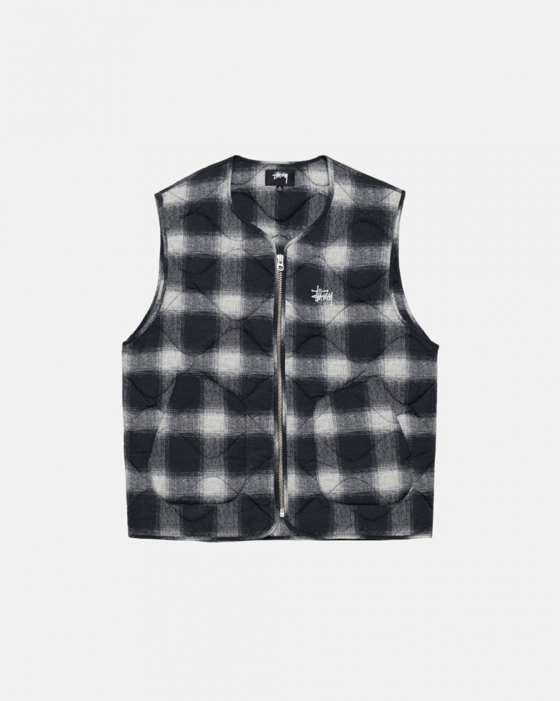 Stussy Plaid Nylon Liner Vest Dames Zwart Nederland | HJY-9797