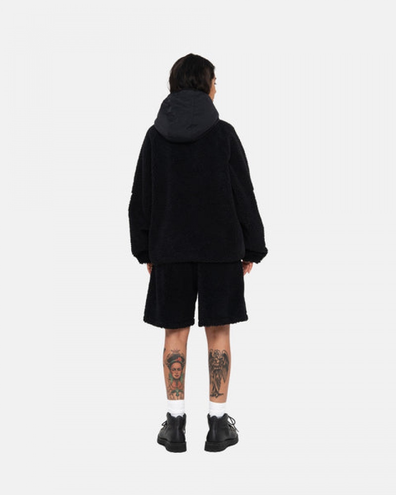 Stussy Sherpa Paneled Met Capuchon Jacket Jassen Dames Zwart Nederland | AYN-7206