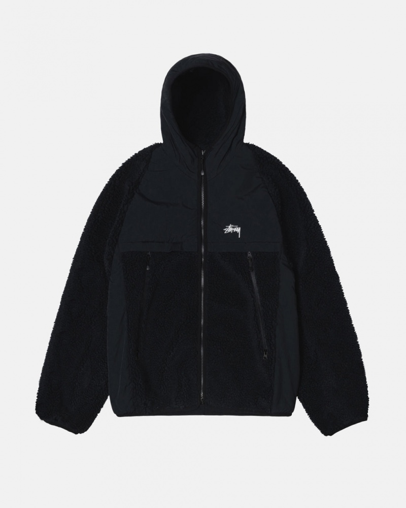 Stussy Sherpa Paneled Met Capuchon Jacket Jassen Dames Zwart Nederland | AYN-7206