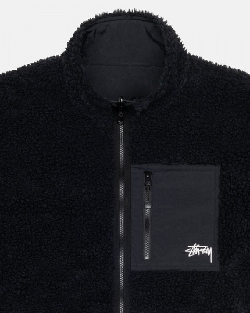 Stussy Sherpa Reversible Jacket Jassen Heren Zwart Nederland | DOF-7416