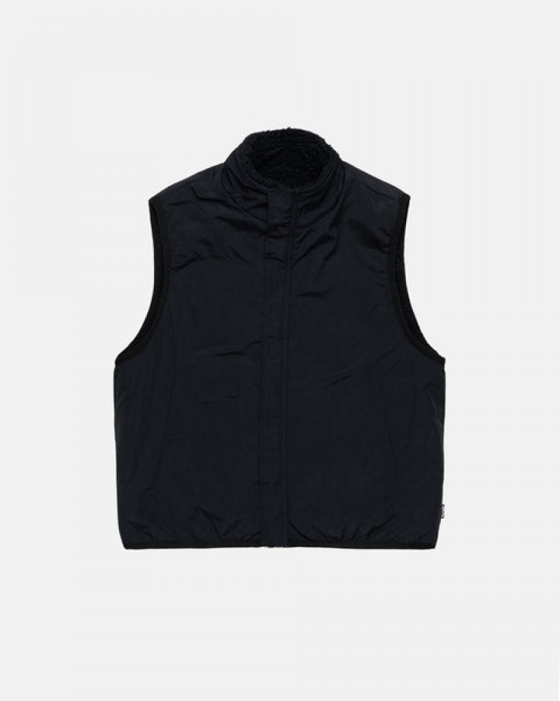 Stussy Sherpa Reversible Vest Heren Zwart Nederland | MIW-2263