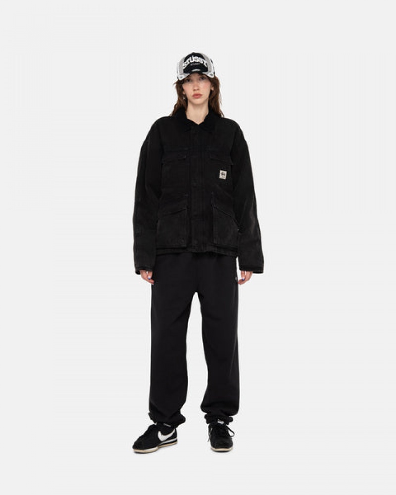 Stussy Shop Jacket Washed Canvas Jassen Heren Zwart Nederland | WTP-5044