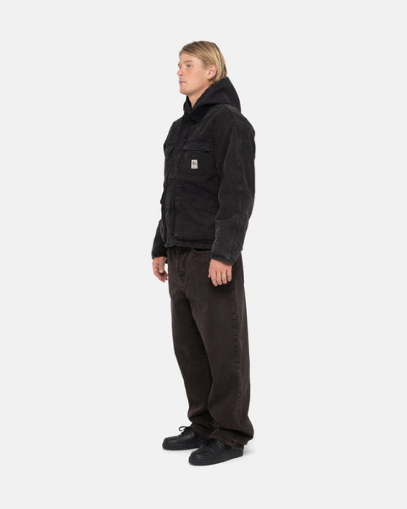 Stussy Shop Jacket Washed Canvas Jassen Heren Zwart Nederland | WTP-5044