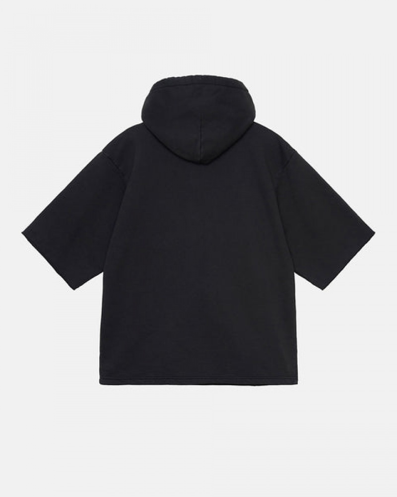 Stussy Ss Boxy Cropped Hoodie Heren Zwart Nederland | DQM-5373