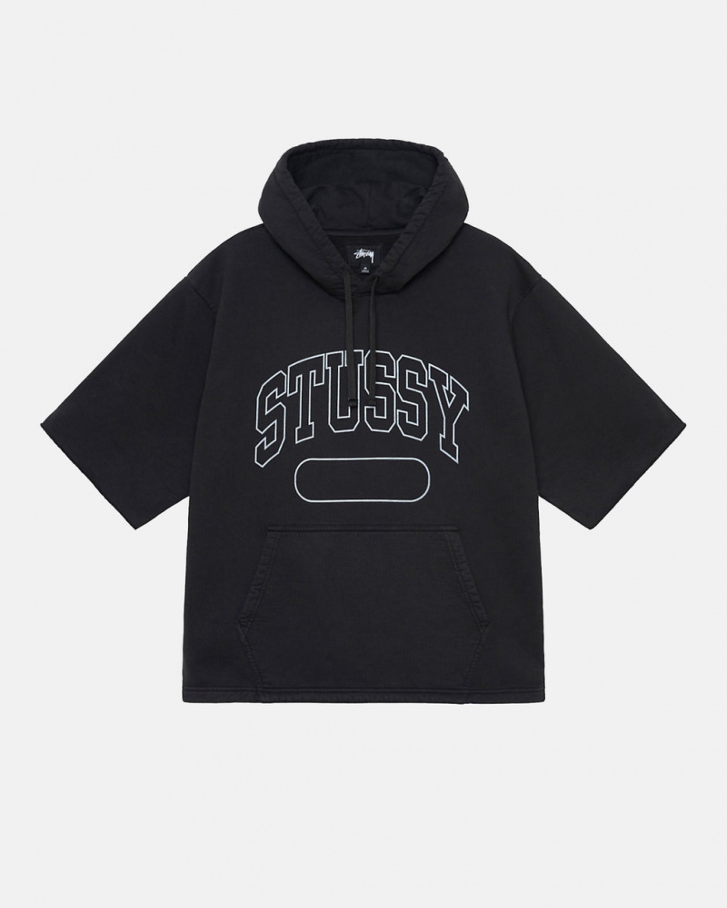 Stussy Ss Boxy Cropped Hoodie Heren Zwart Nederland | DQM-5373