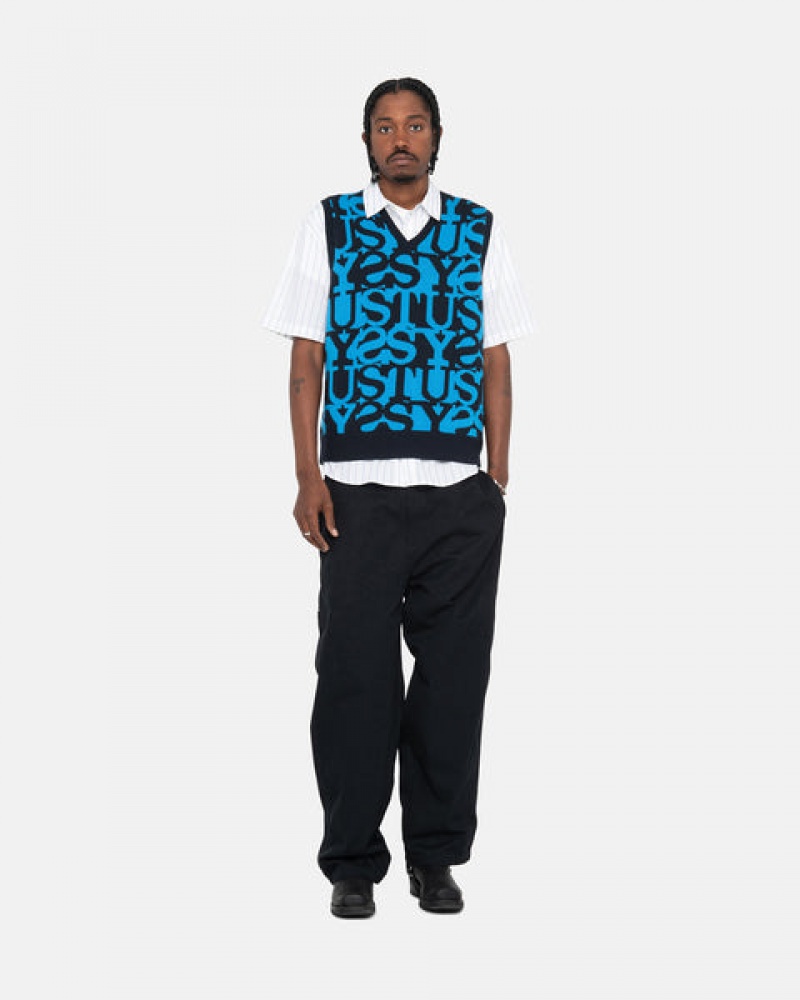 Stussy Stacked Trui Vest Trui Dames Donkerdonkerblauw Nederland | MRM-1237