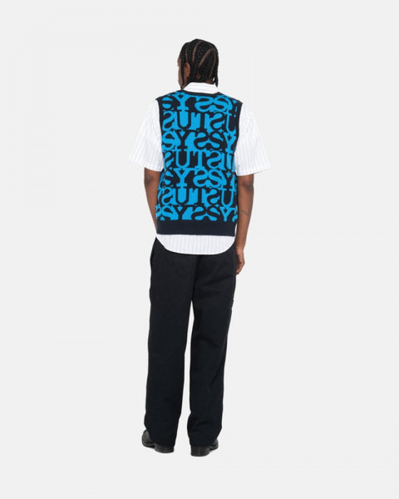 Stussy Stacked Trui Vest Trui Dames Donkerdonkerblauw Nederland | MRM-1237