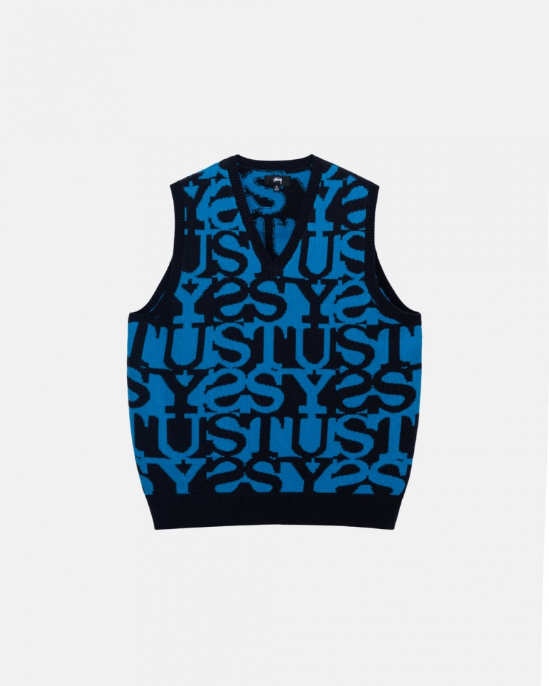 Stussy Stacked Trui Vest Trui Dames Donkerdonkerblauw Nederland | MRM-1237