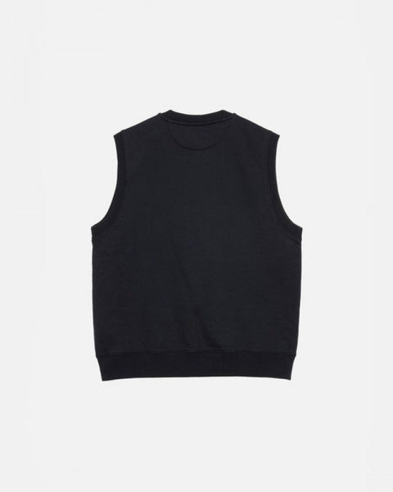 Stussy Stock Fleece Vest Sweatshirts Heren Zwart Nederland | VMZ-0003