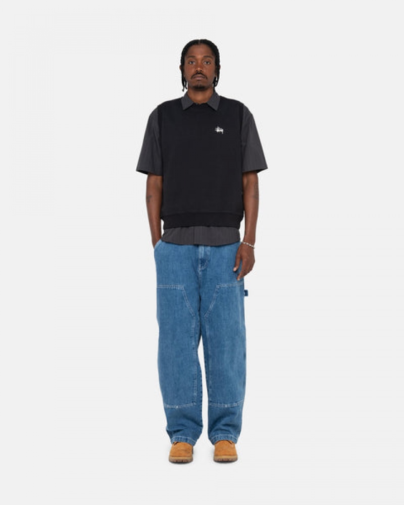 Stussy Stock Fleece Vest Sweatshirts Heren Zwart Nederland | VMZ-0003