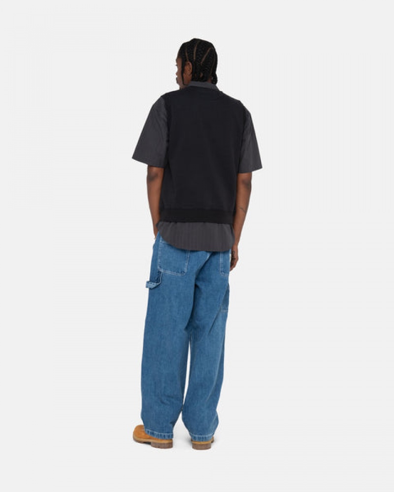 Stussy Stock Fleece Vest Sweatshirts Heren Zwart Nederland | VMZ-0003