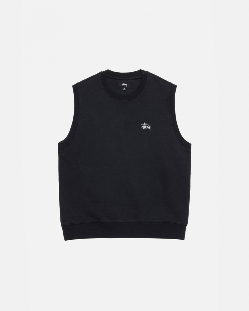 Stussy Stock Fleece Vest Sweatshirts Heren Zwart Nederland | VMZ-0003