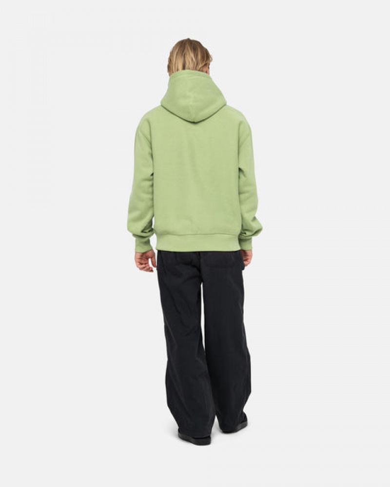 Stussy Stock Logo Applique Hood Sweatshirts Heren Groen Nederland | HTJ-0467
