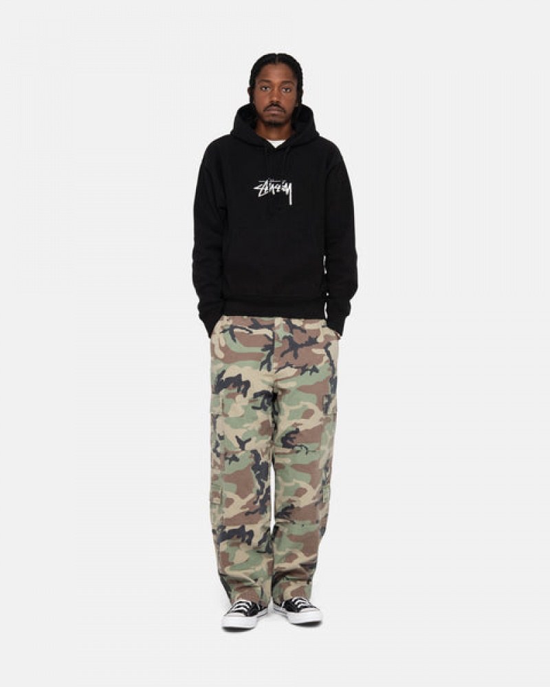Stussy Stock Logo Applique Hoodie Heren Zwart Nederland | QYR-8071