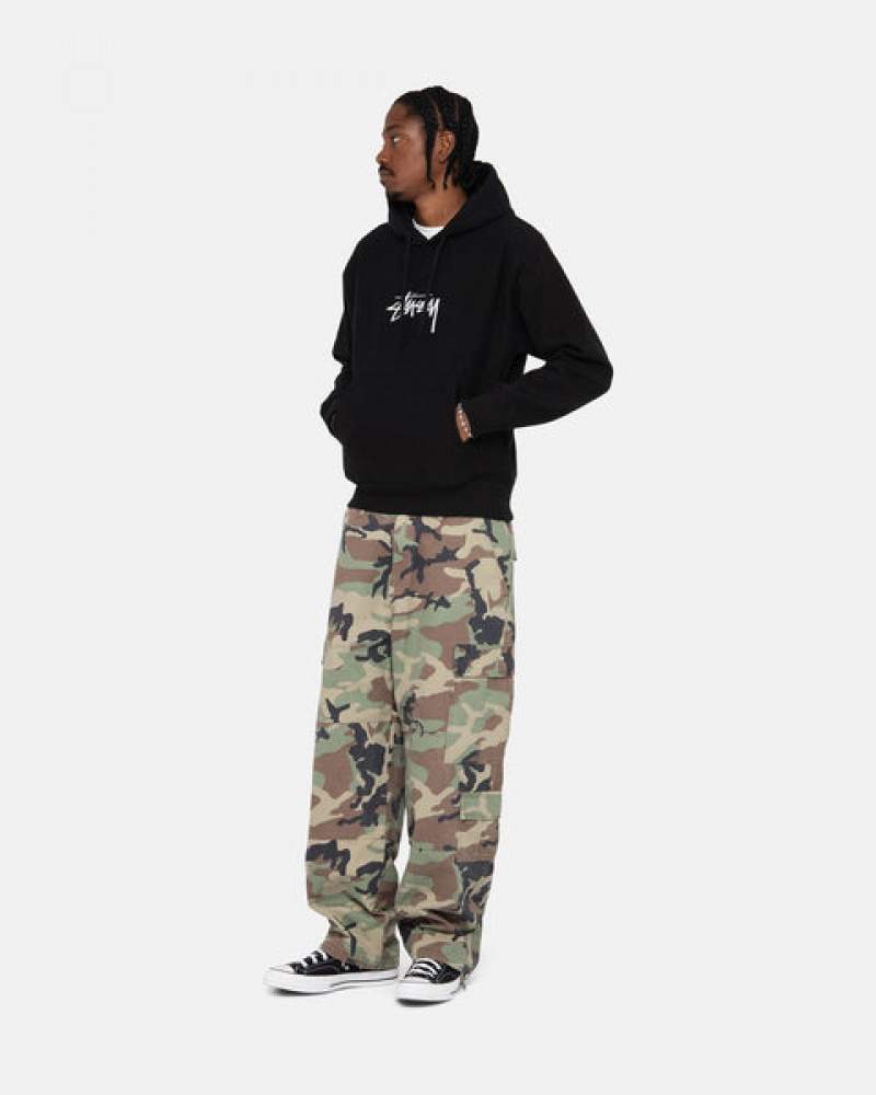 Stussy Stock Logo Applique Hoodie Heren Zwart Nederland | QYR-8071