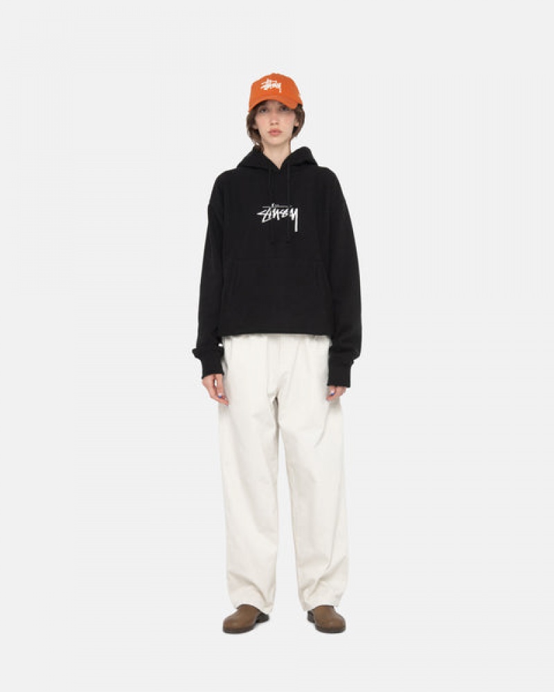 Stussy Stock Logo Applique Hoodie Heren Zwart Nederland | QYR-8071