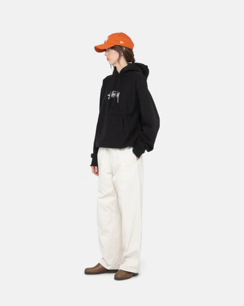 Stussy Stock Logo Applique Hoodie Heren Zwart Nederland | QYR-8071