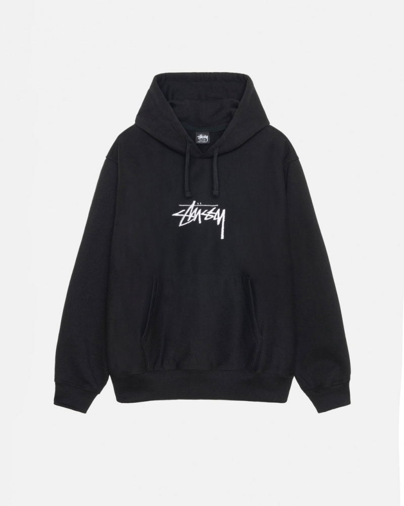 Stussy Stock Logo Applique Hoodie Heren Zwart Nederland | QYR-8071