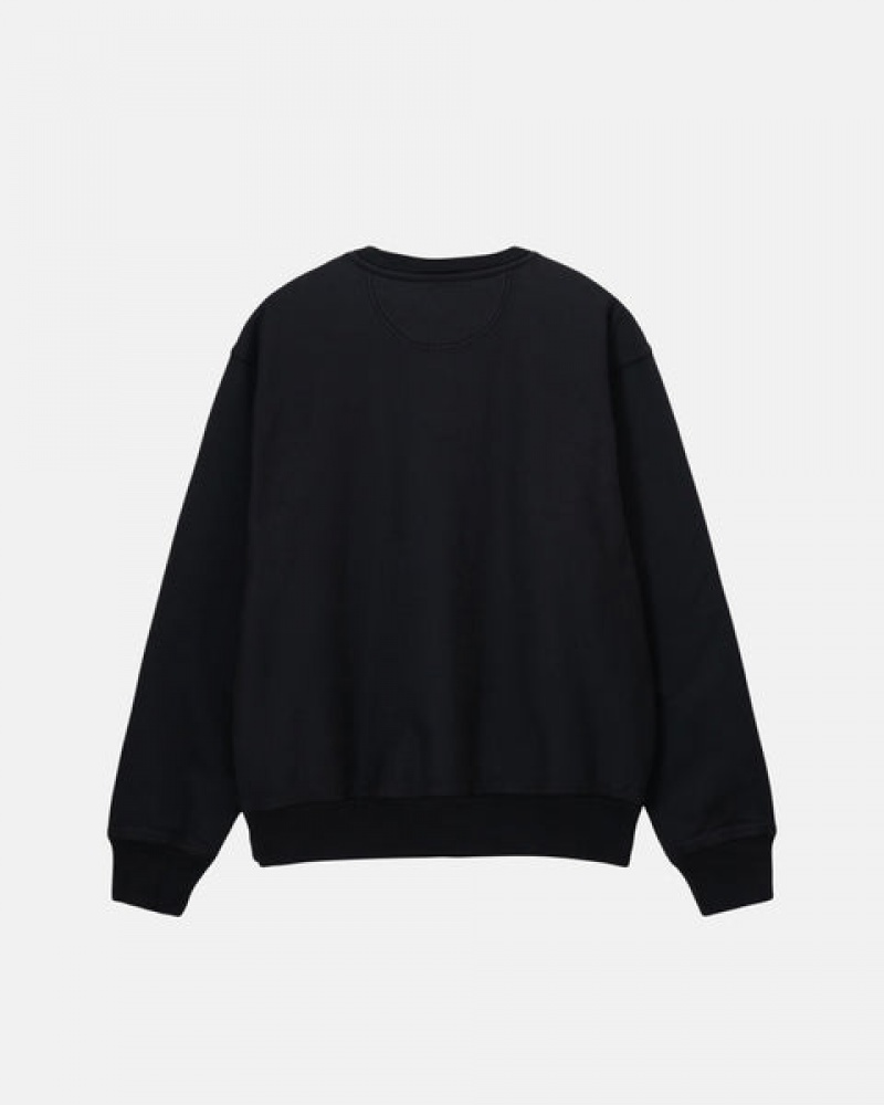 Stussy Stock Logo Crew Sweatshirts Heren Zwart Nederland | URH-2146