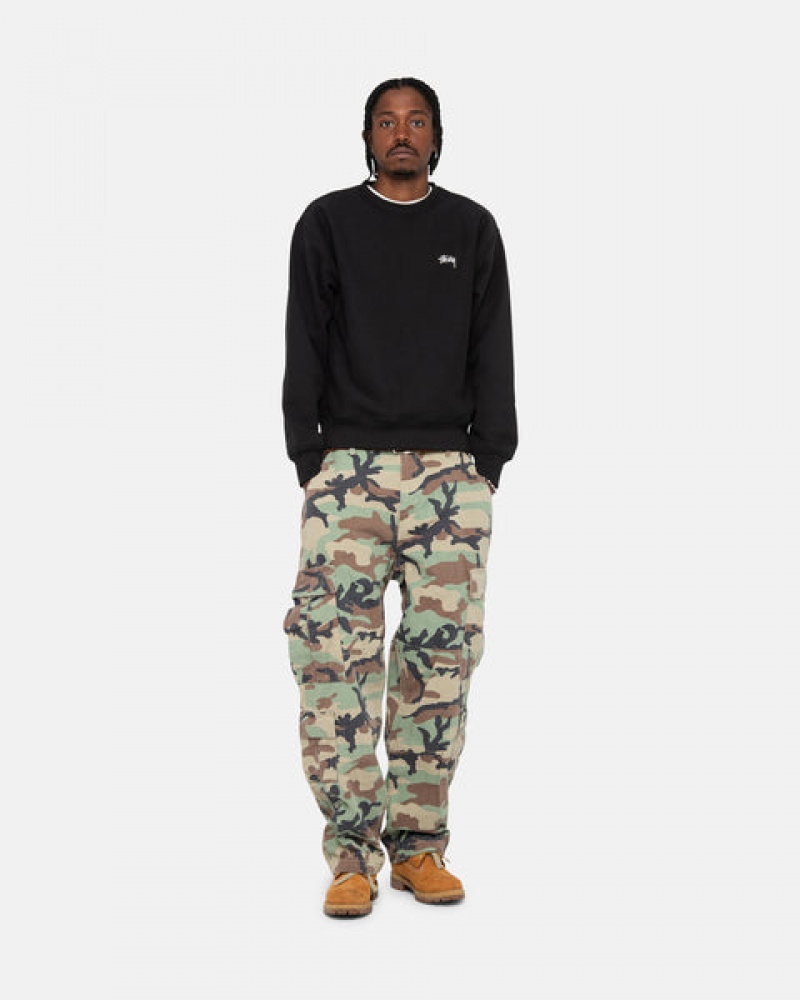 Stussy Stock Logo Crew Sweatshirts Heren Zwart Nederland | URH-2146
