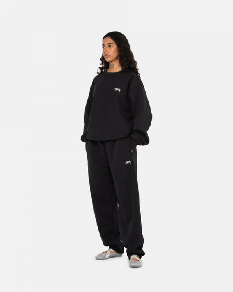 Stussy Stock Logo Crew Sweatshirts Heren Zwart Nederland | URH-2146