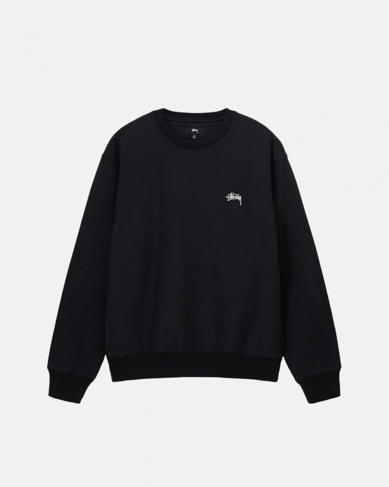 Stussy Stock Logo Crew Sweatshirts Heren Zwart Nederland | URH-2146