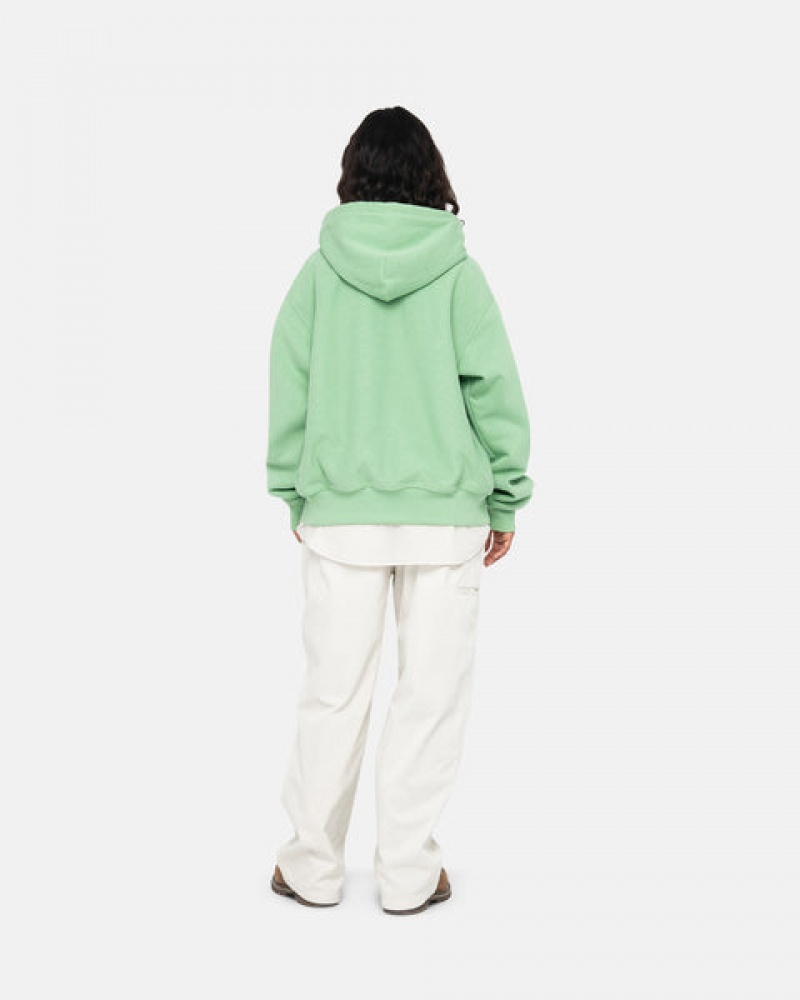 Stussy Stock Logo Zip Hood Sweatshirts Dames Groen Nederland | XWN-4951