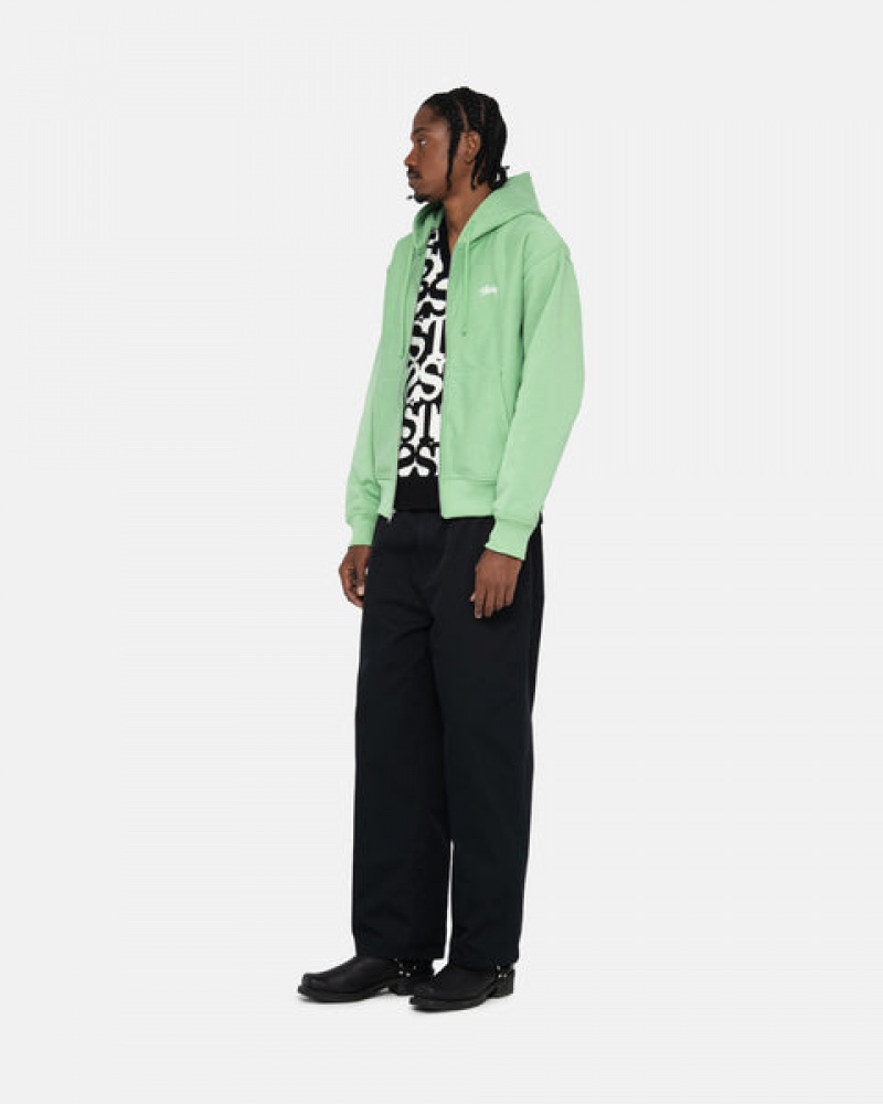 Stussy Stock Logo Zip Hood Sweatshirts Dames Groen Nederland | XWN-4951