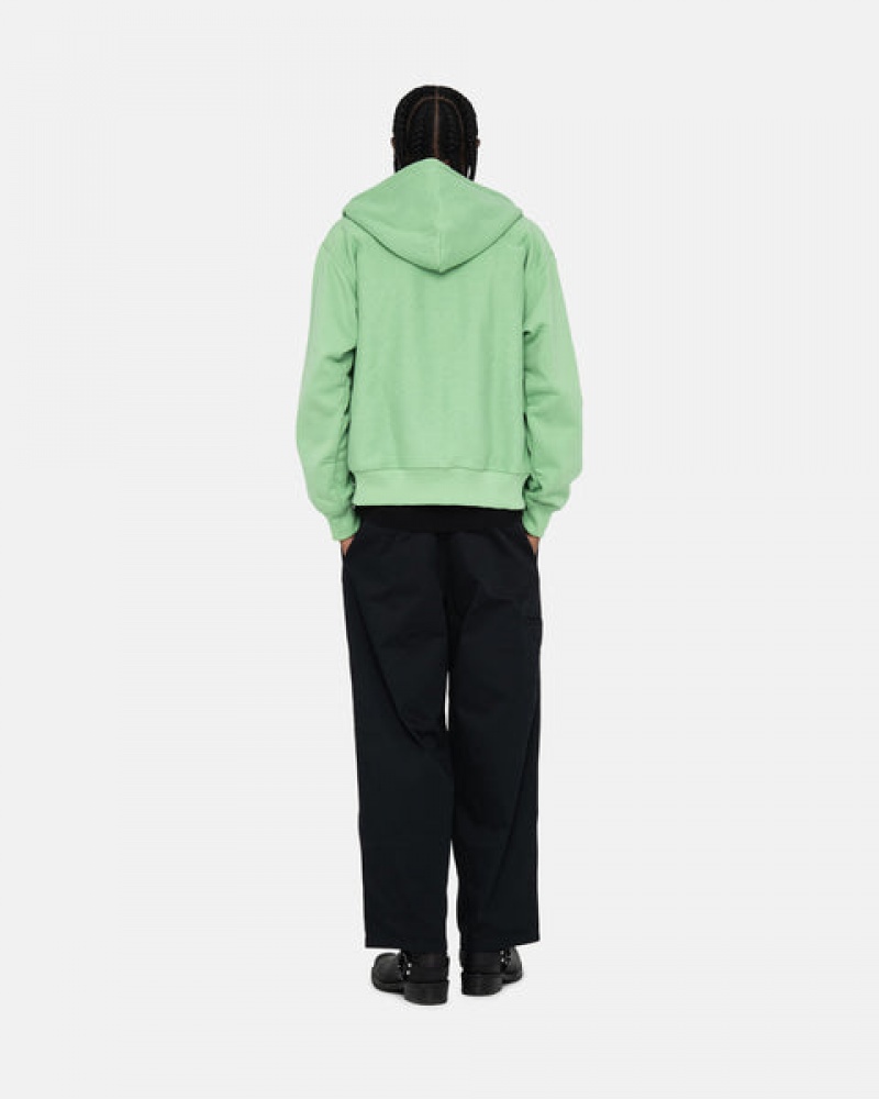 Stussy Stock Logo Zip Hood Sweatshirts Dames Groen Nederland | XWN-4951