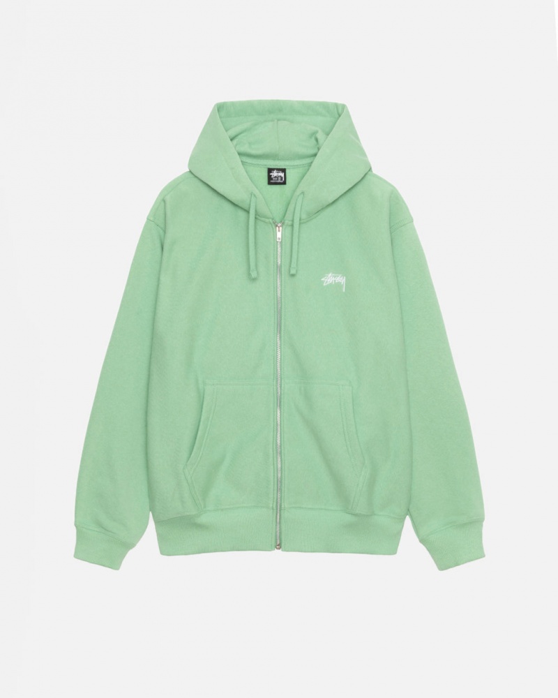 Stussy Stock Logo Zip Hood Sweatshirts Dames Groen Nederland | XWN-4951