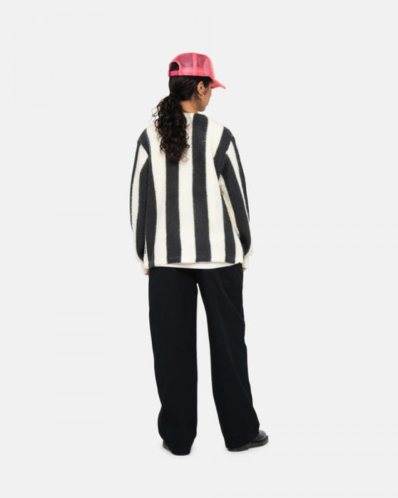 Stussy Stripe Brushed Cardigan Trui Dames Beige Nederland | PGR-1277