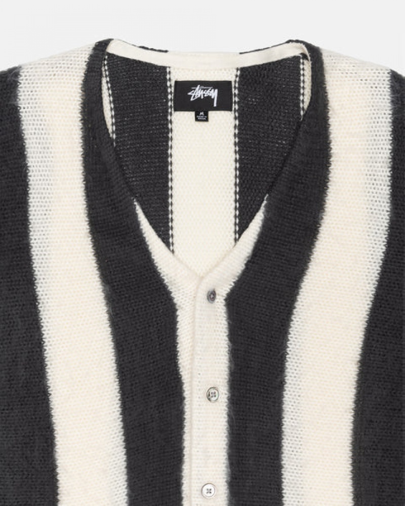 Stussy Stripe Brushed Cardigan Trui Dames Beige Nederland | PGR-1277