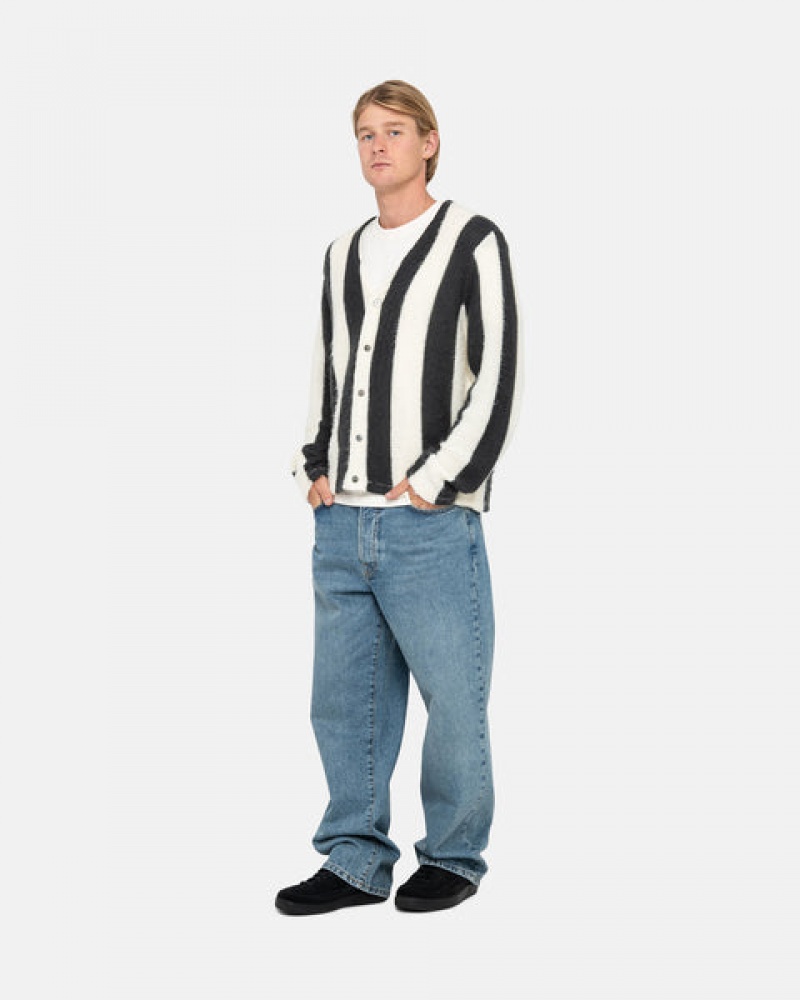 Stussy Stripe Brushed Cardigan Trui Dames Beige Nederland | PGR-1277