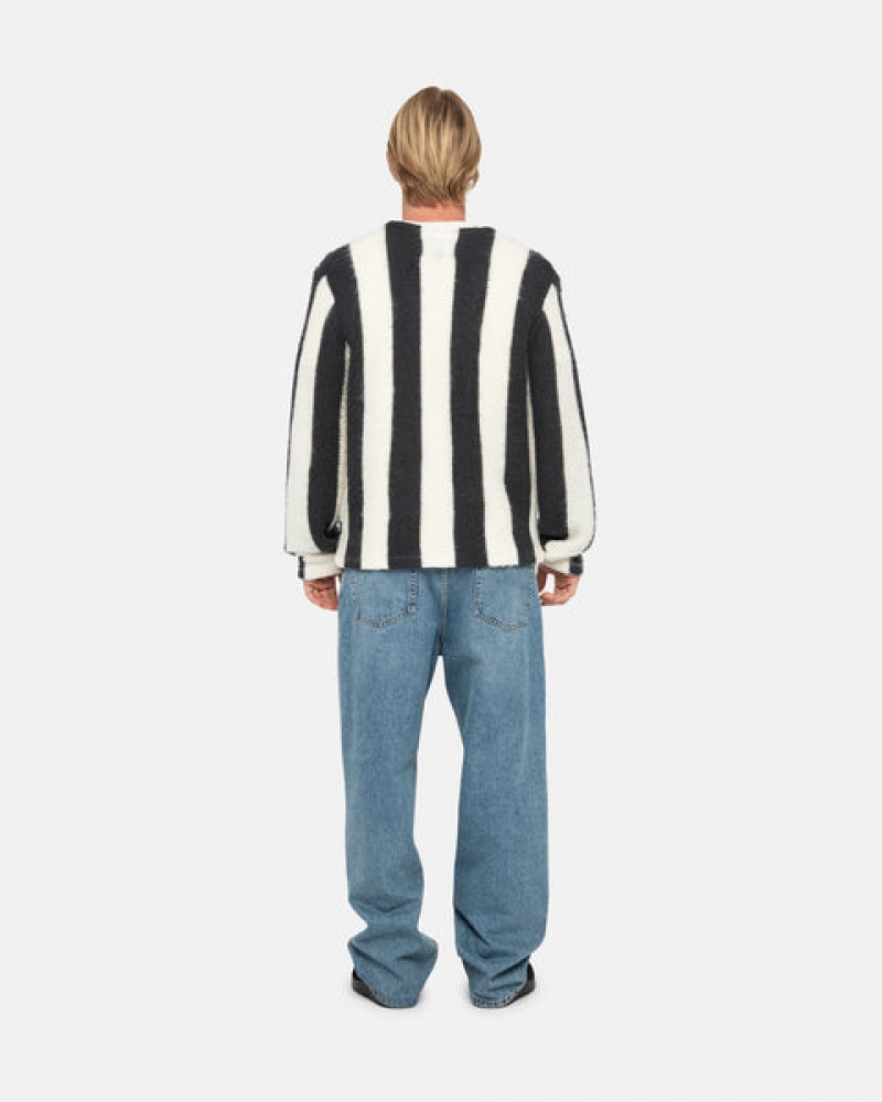 Stussy Stripe Brushed Cardigan Trui Dames Beige Nederland | PGR-1277
