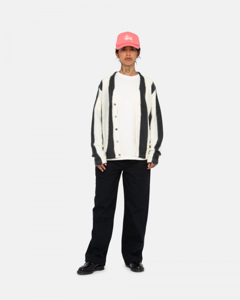 Stussy Stripe Brushed Cardigan Trui Dames Beige Nederland | PGR-1277