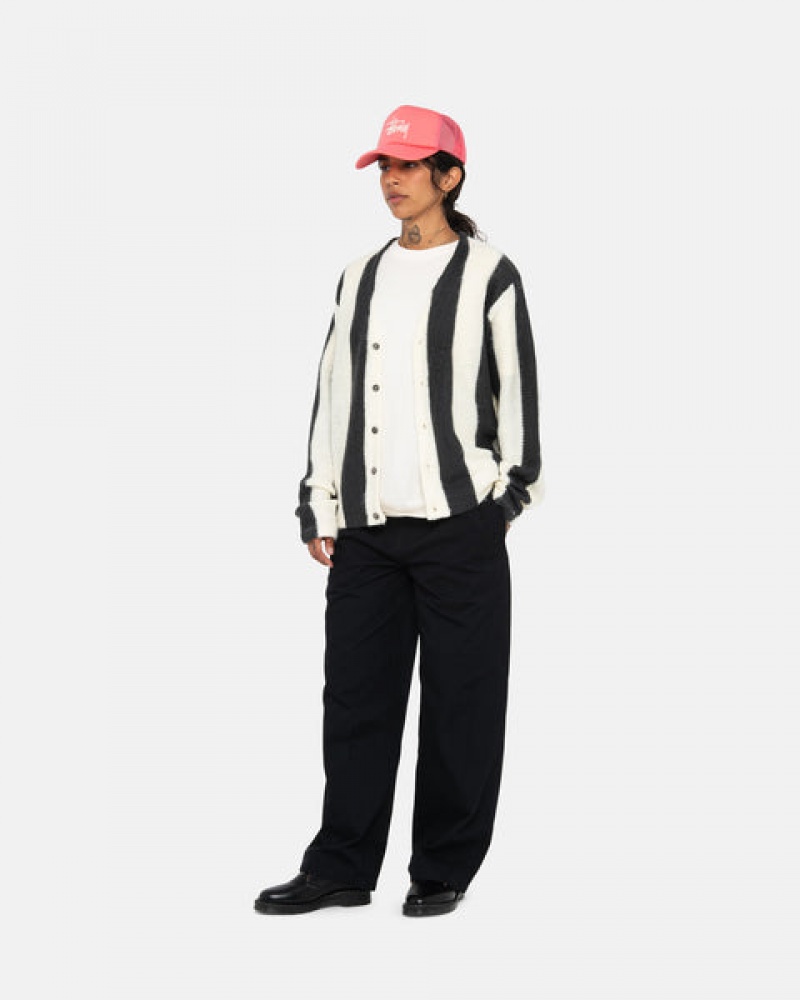 Stussy Stripe Brushed Cardigan Trui Dames Beige Nederland | PGR-1277