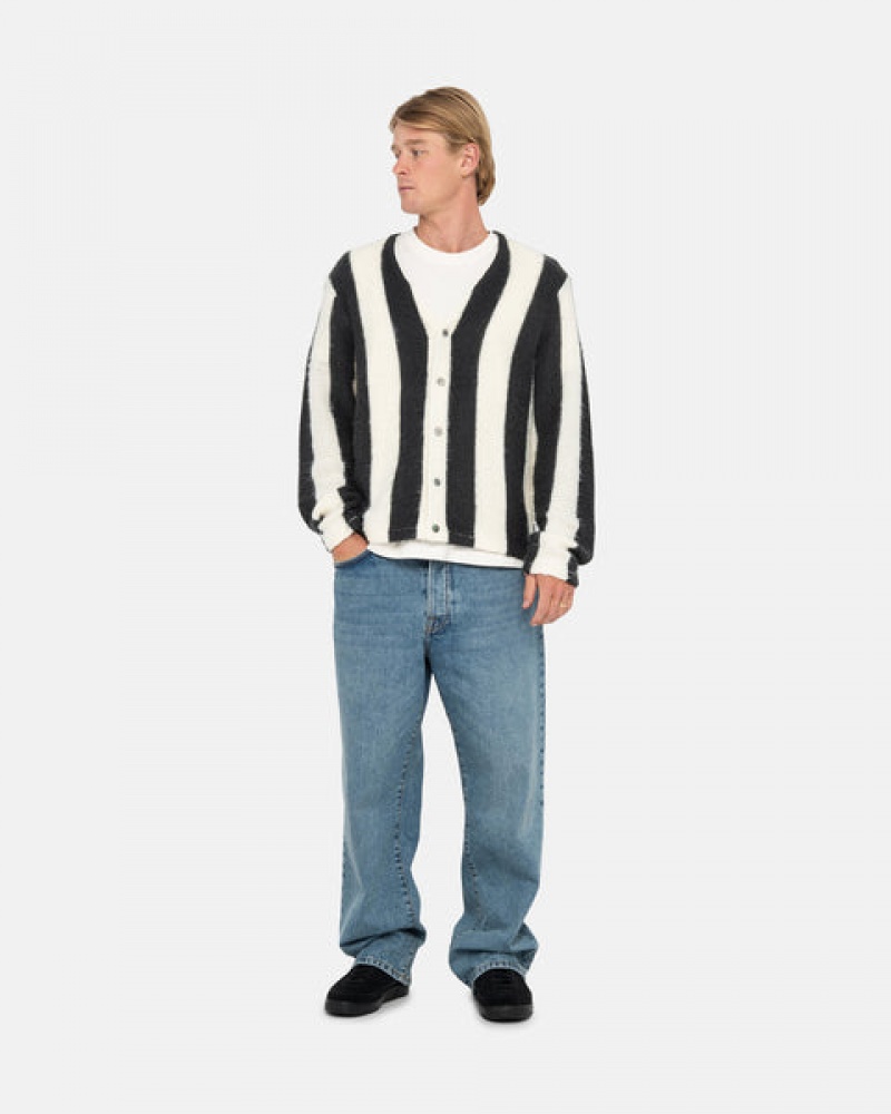 Stussy Stripe Brushed Cardigan Trui Heren Beige Nederland | HAY-1372