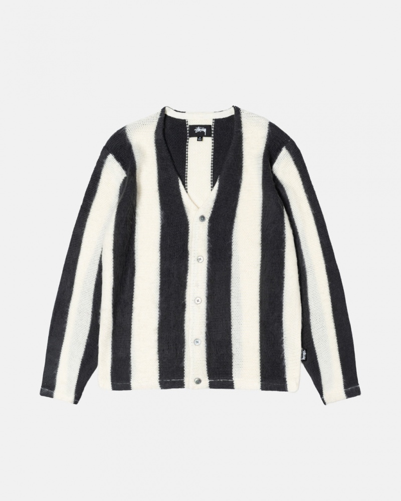 Stussy Stripe Brushed Cardigan Trui Heren Beige Nederland | HAY-1372