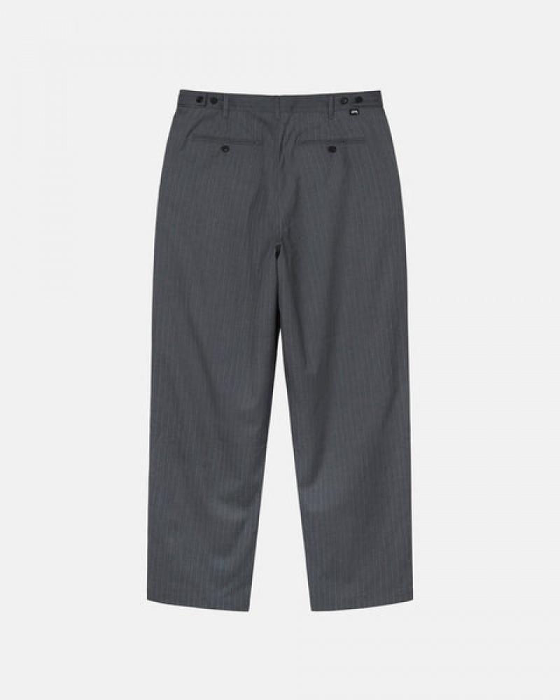 Stussy Stripe Volume Geplooid Trouser Broek Dames Grijs Nederland | AOF-2957