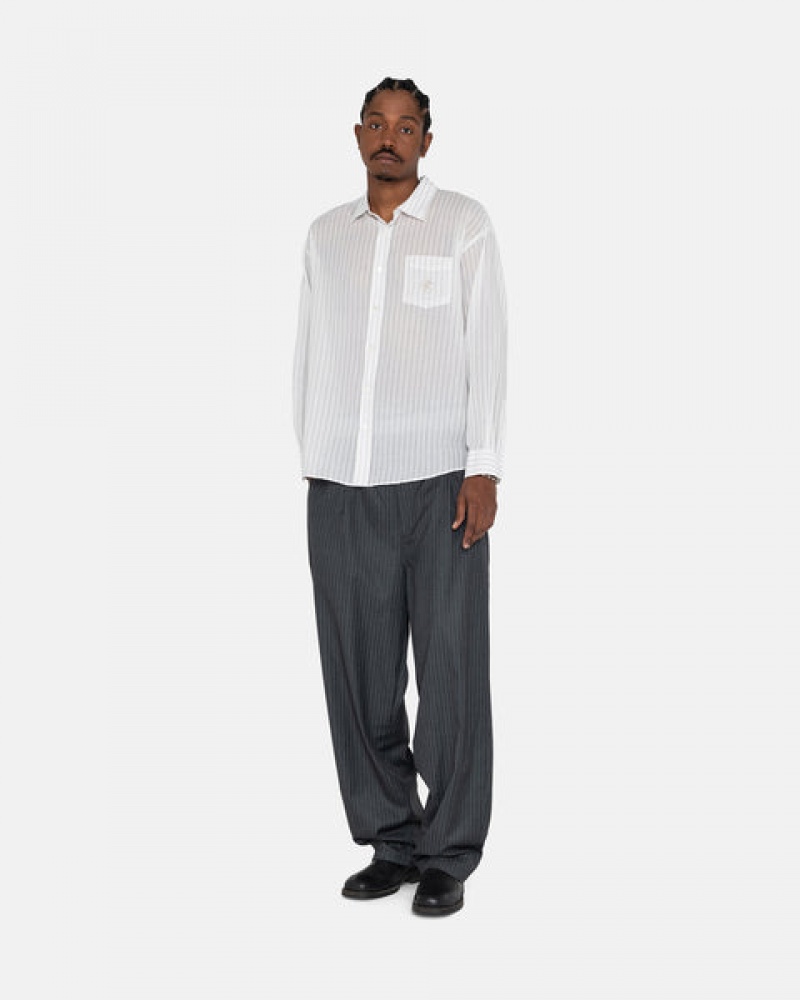 Stussy Stripe Volume Geplooid Trouser Broek Dames Grijs Nederland | AOF-2957
