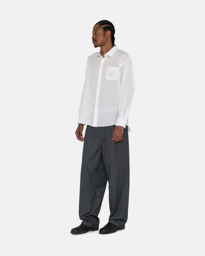 Stussy Stripe Volume Geplooid Trouser Broek Dames Grijs Nederland | AOF-2957