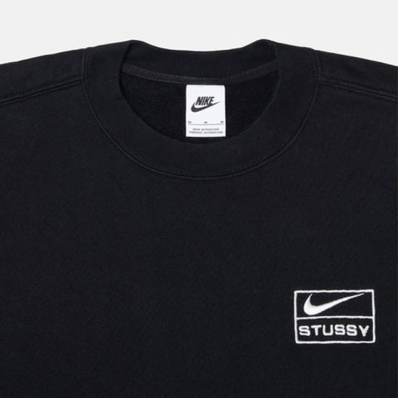 Stussy Stone Wash Fleece Crew Sweatshirts Dames Zwart Nederland | FVP-6646